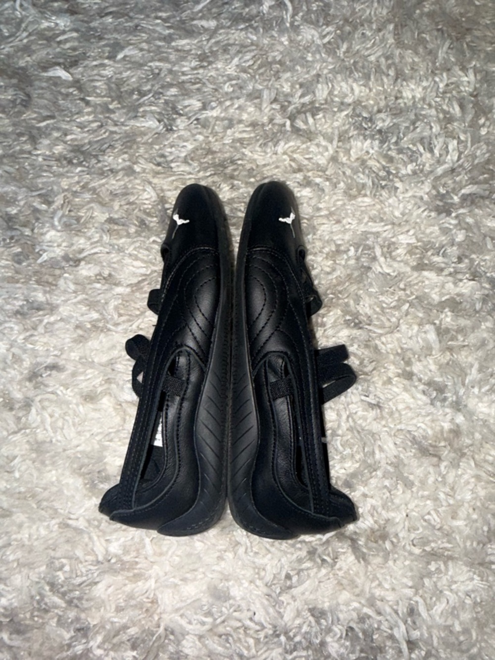 Puma Black Elastic-Strap Ballet Sneakers with White Logo - Picture 6 of 11